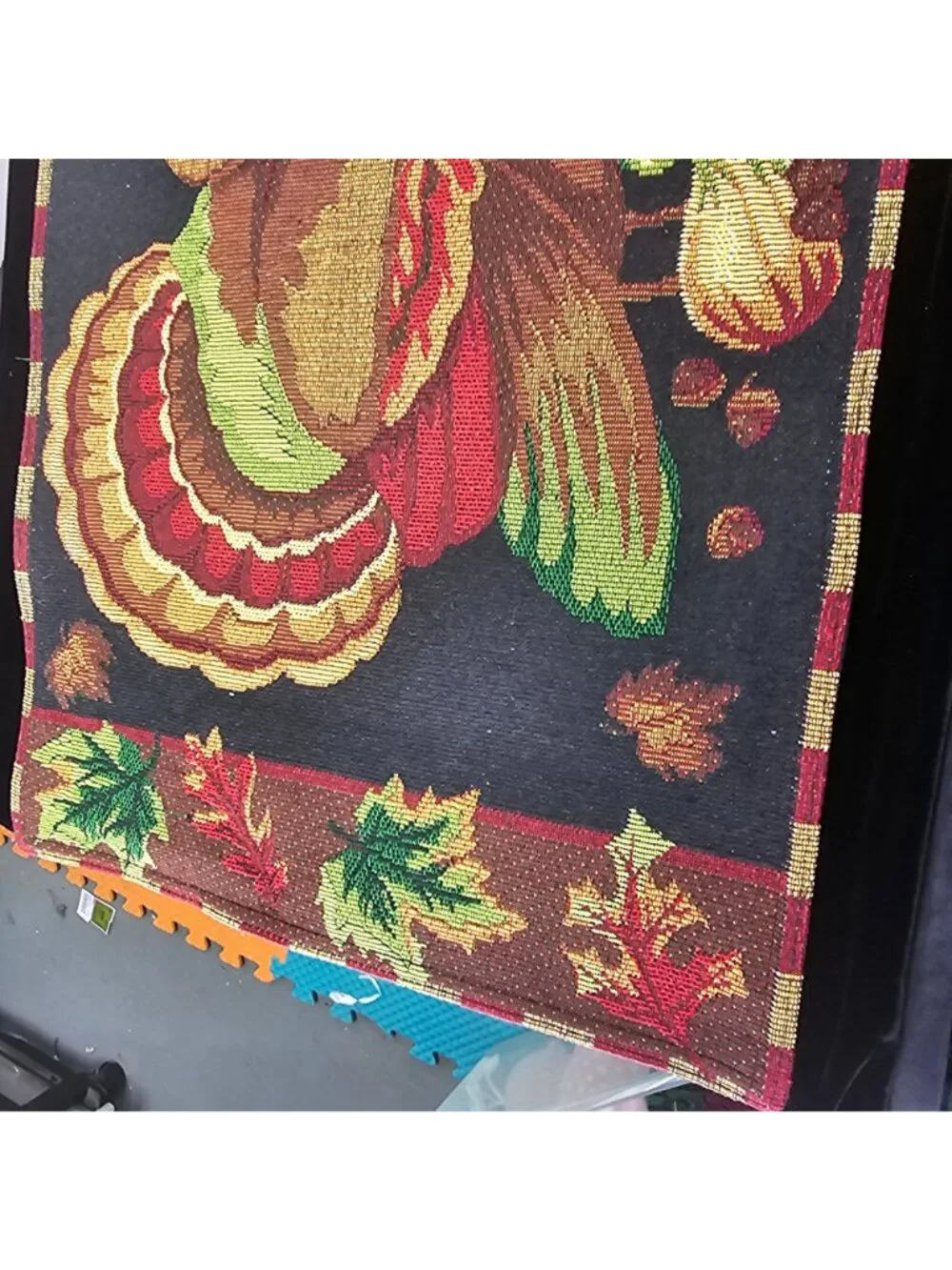 Thanksgiving Turkey Tapestry Placemats Set Of 4 Autumn Leaves Festive Dining Tab